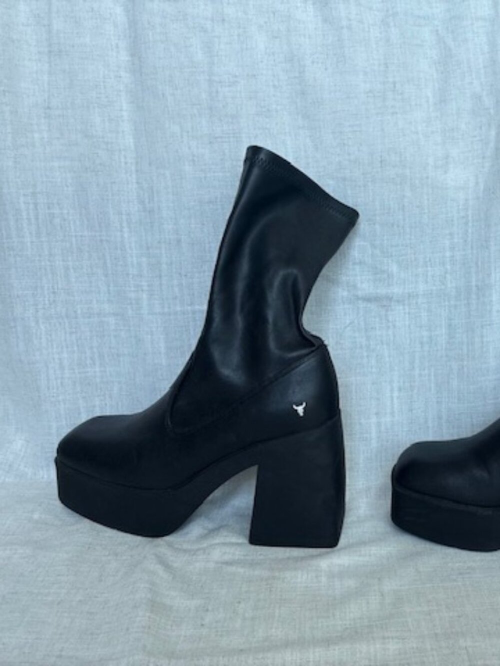 Black platform ankle boots